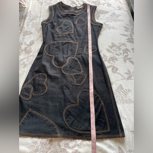 Vintage Moschino Jeans Denim Heart Patchwork Mini Dress 10 70s 80s Classic Retro - Picture 14 of 14